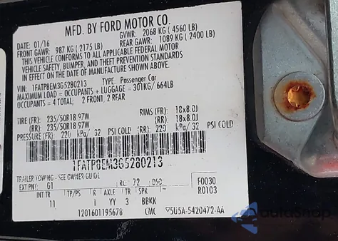 2016 Ford Mustang V6 from USA, damaged, VIN 1FATP8EM3G5280213